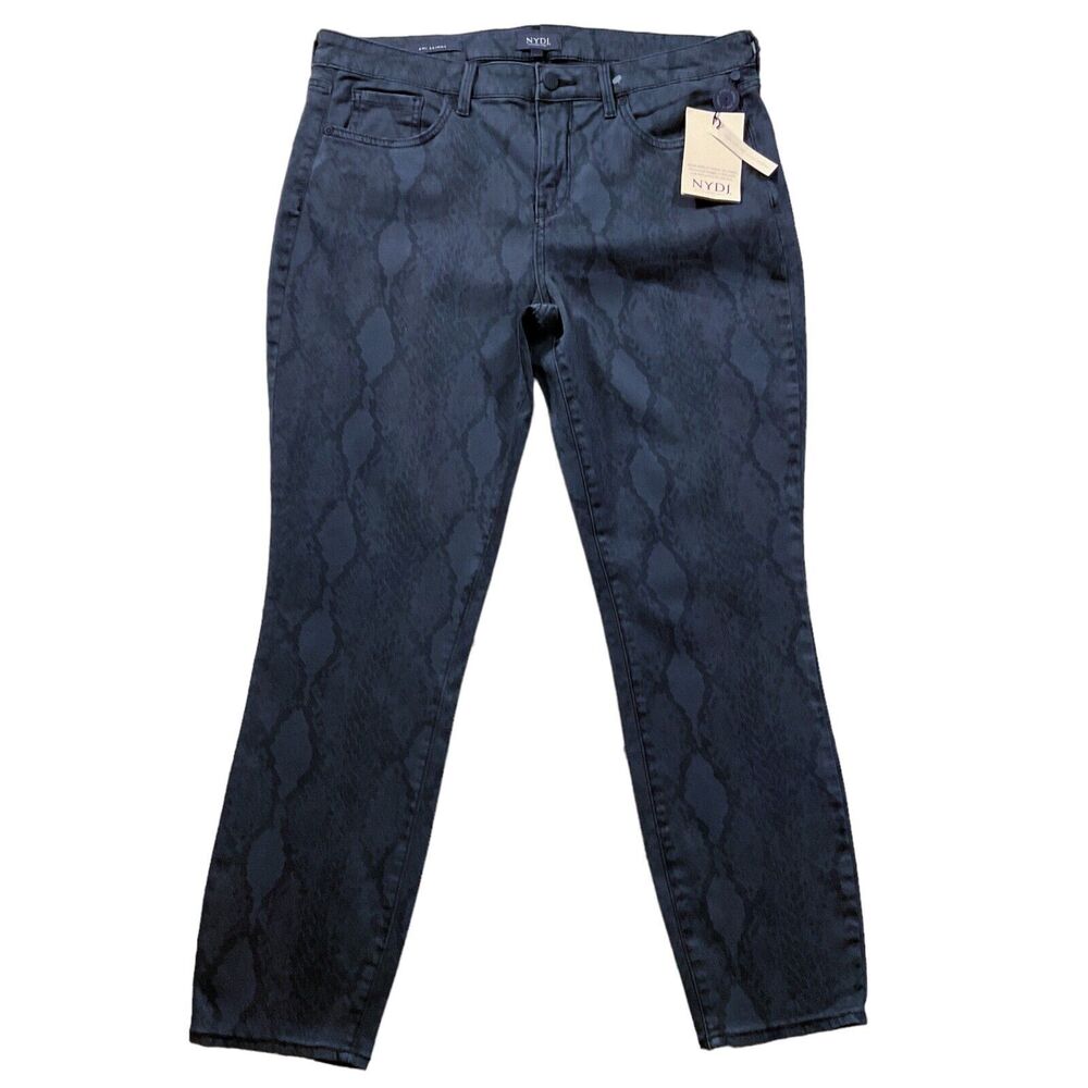 NYDJ Womens Jeans size 12 new nwt $129 Gray Print Ami Ankle Cotton Denim Stretch